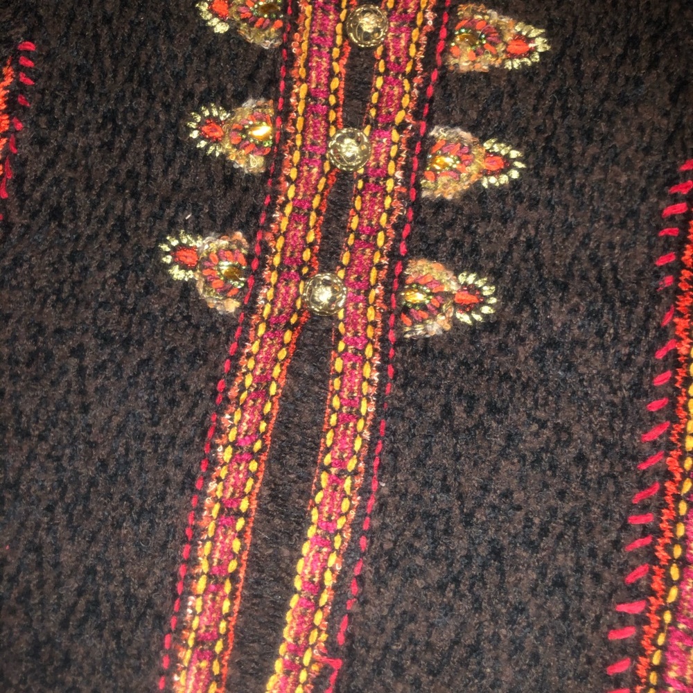 Vintage Hippy Boho Embroidered Sweater Cardigan